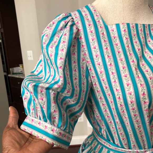 Rare Amazing Pink Candy Stripe Puff Sleeve Laura Ashley Dream Dress